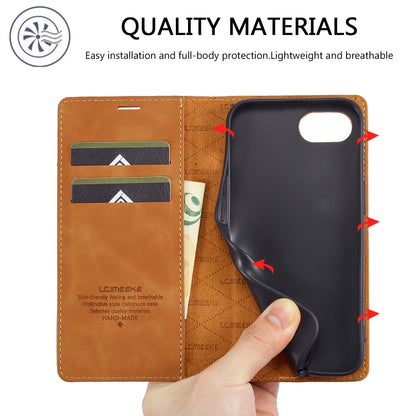 For iPhone SE 2024 LC.IMEEKE Strong Magnetic Leather Phone Case with Holder & Card Slots & Wallet(Brown) - More iPhone Cases by LC.IMEEKE | Online Shopping UK | buy2fix