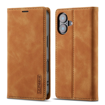 For iPhone 16 LC.IMEEKE Strong Magnetism Microfiber Leather Phone Case(Brown) - iPhone 16 Cases by LC.IMEEKE | Online Shopping UK | buy2fix