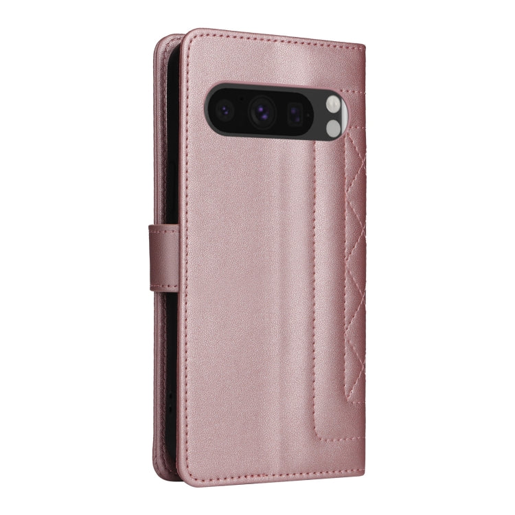 For Google Pixel 9 Pro Diamond Lattice Leather Flip Phone Case(Rose Gold) - Google Cases by buy2fix | Online Shopping UK | buy2fix