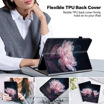 For Samsung Galaxy Tab S9+ / S9 FE+ Crystal Texture Painted Leather Tablet Case(Purple Peony) - Galaxy Tab S9+ Cases by buy2fix | Online Shopping UK | buy2fix