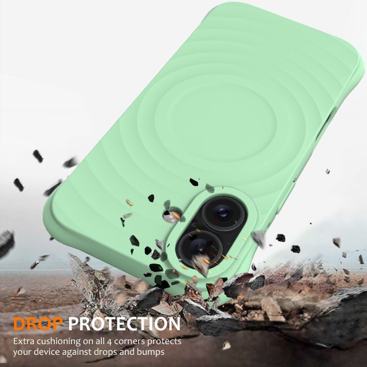 For iPhone 16 Plus Wave Texture MagSafe Magnetic Liquid Silicone Phone Case(Green) - iPhone 16 Plus Cases by buy2fix | Online Shopping UK | buy2fix