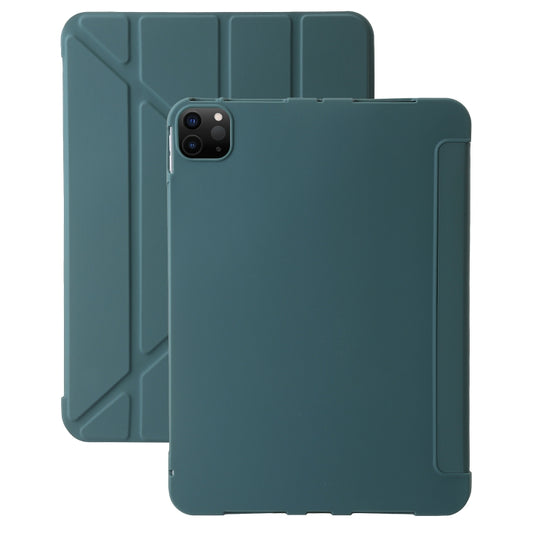 For iPad Pro 11 2024 TPU Deformation Flip Leather Tablet Case with Holder(Dark Green) - iPad Pro 11 2024 Cases by buy2fix | Online Shopping UK | buy2fix