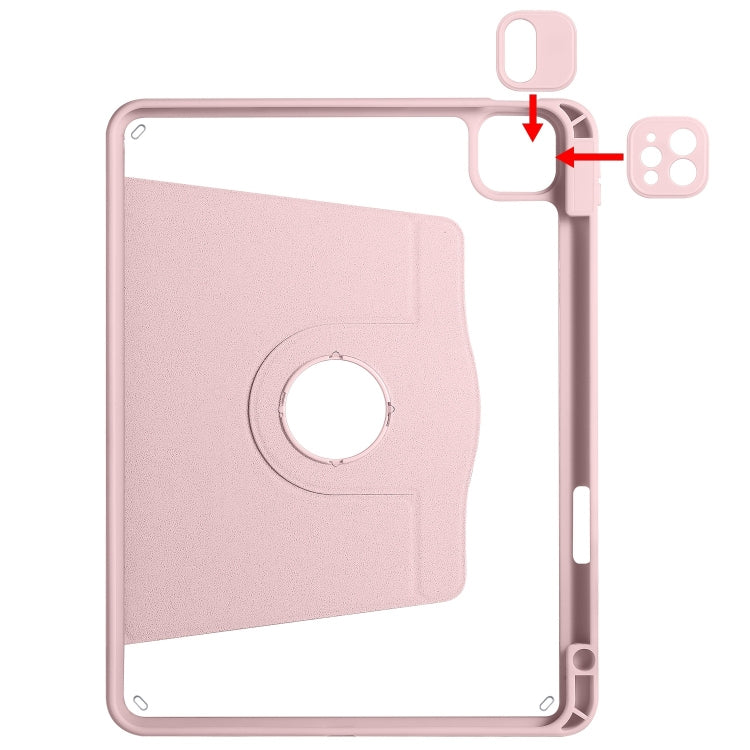 For iPad Pro 13 2024 Acrylic 360 Degree Rotation Holder Leather Tablet Case(Sand Pink) - iPad Pro 13 2024 Cases by buy2fix | Online Shopping UK | buy2fix