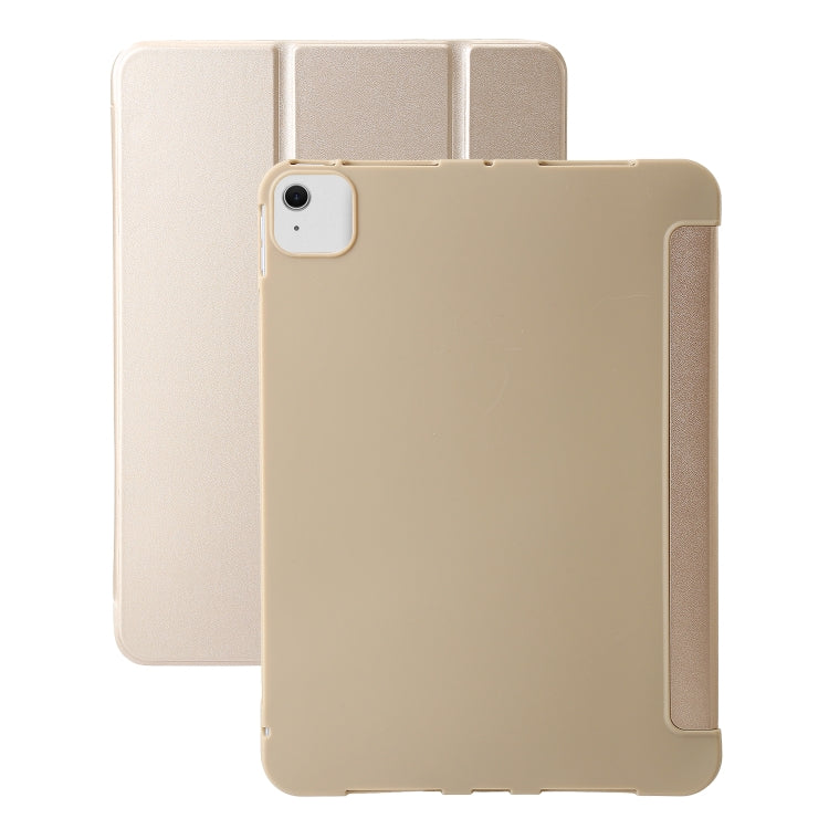 For iPad Air 13 2024 Three-fold Holder Flip Tablet Leather Case(Gold) - iPad Air 13 2024 Cases by buy2fix | Online Shopping UK | buy2fix