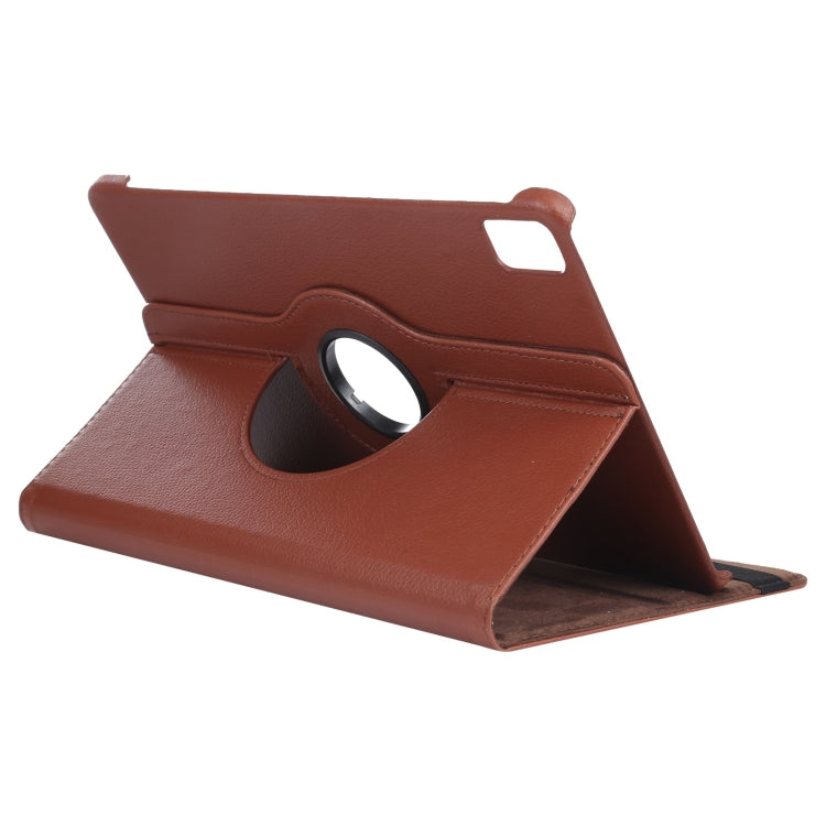 For iPad Pro 13 2024 360 Degree Rotation Litchi Texture Leather Tablet Case with Holder(Brown) - iPad Pro 13 2024 Cases by buy2fix | Online Shopping UK | buy2fix