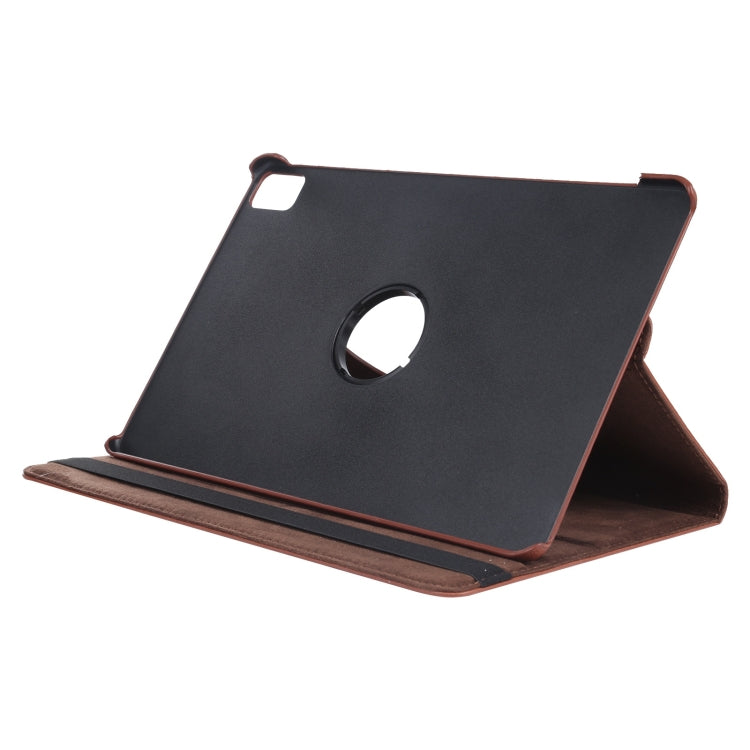 For iPad Pro 13 2024 360 Degree Rotation Litchi Texture Leather Tablet Case with Holder(Brown) - iPad Pro 13 2024 Cases by buy2fix | Online Shopping UK | buy2fix