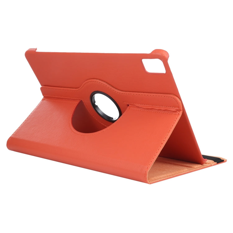 For iPad Pro 11 2024 360 Degree Rotation Litchi Texture Leather Tablet Case with Holder(Orange) - iPad Pro 11 2024 Cases by buy2fix | Online Shopping UK | buy2fix