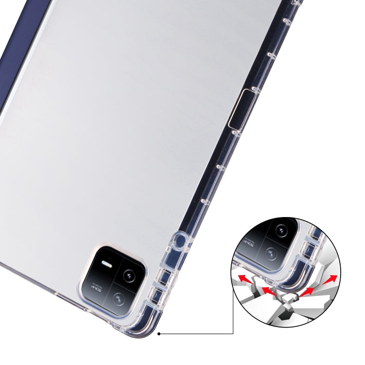 For iPad Pro 13 2024 3-fold Clear TPU Smart Leather Tablet Case with Pen Slot(Dark Blue) - iPad Pro 13 2024 Cases by buy2fix | Online Shopping UK | buy2fix