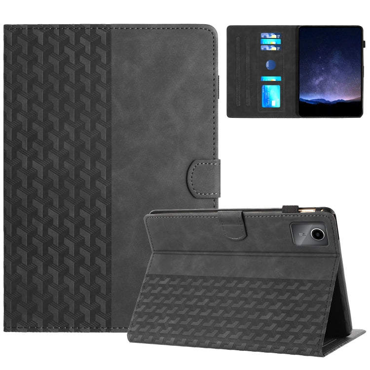 For Lenovo Tab M11/Xiaoxin Pad 11 2024 Building Blocks Embossed Leather Smart Tablet Case(Black) - Lenovo by buy2fix | Online Shopping UK | buy2fix