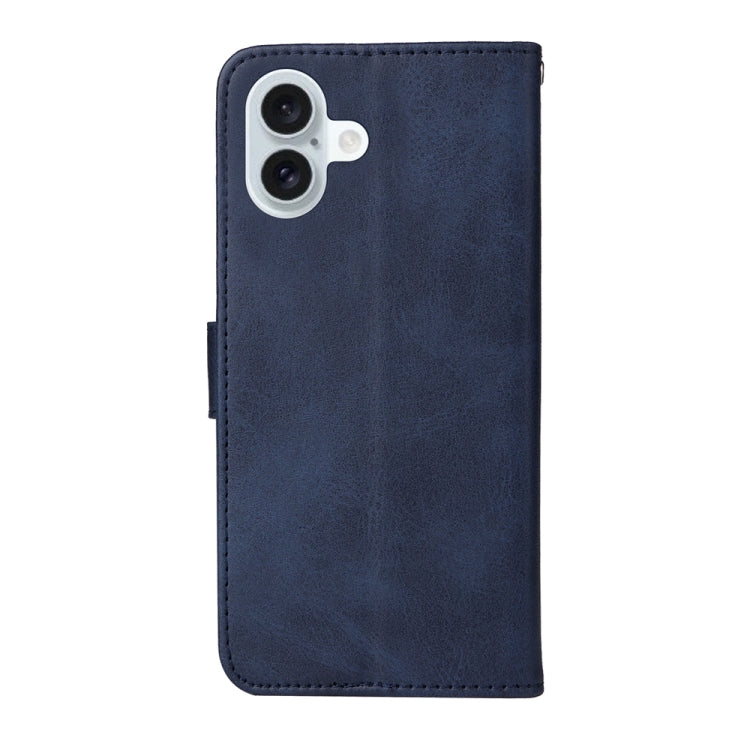 For iPhone 16 Plus Classic Calf Texture Flip Leather Phone Case(Blue) - iPhone 16 Plus Cases by buy2fix | Online Shopping UK | buy2fix