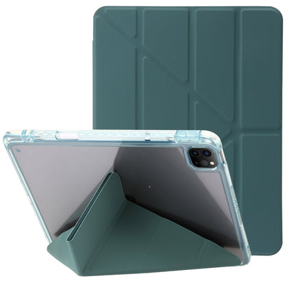 For iPad Pro 13 2024 Clear Acrylic Deformation Leather Tablet Case(Dark Green) - iPad Pro 13 2024 Cases by buy2fix | Online Shopping UK | buy2fix