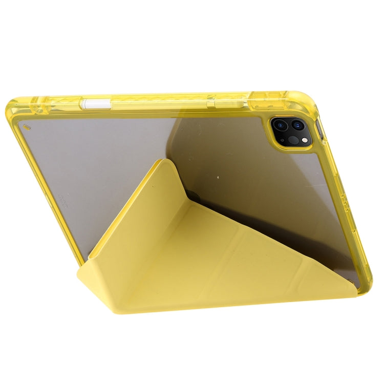 For iPad Pro 13 2024 Clear Acrylic Deformation Leather Tablet Case(Yellow) - iPad Pro 13 2024 Cases by buy2fix | Online Shopping UK | buy2fix