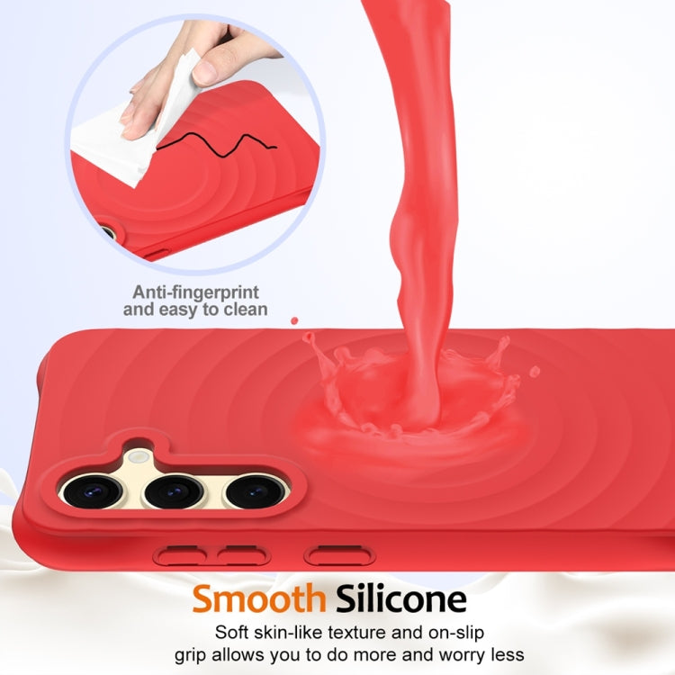 For Samsung Galaxy S25+ 5G Wave Texture MagSafe Magnetic Liquid Silicone Phone Case(Red) - Galaxy S25+ 5G Cases by buy2fix | Online Shopping UK | buy2fix