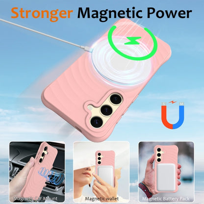 For Samsung Galaxy S25+ 5G Wave Texture MagSafe Magnetic Liquid Silicone Phone Case(Pink) - Galaxy S25+ 5G Cases by buy2fix | Online Shopping UK | buy2fix