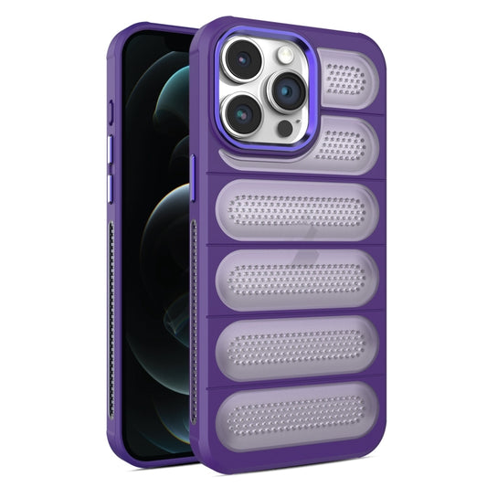 For iPhone 12 Pro Cooling Armor Translucent Mesh Breathable Phone Case(Purple) - iPhone 12 / 12 Pro Cases by buy2fix | Online Shopping UK | buy2fix