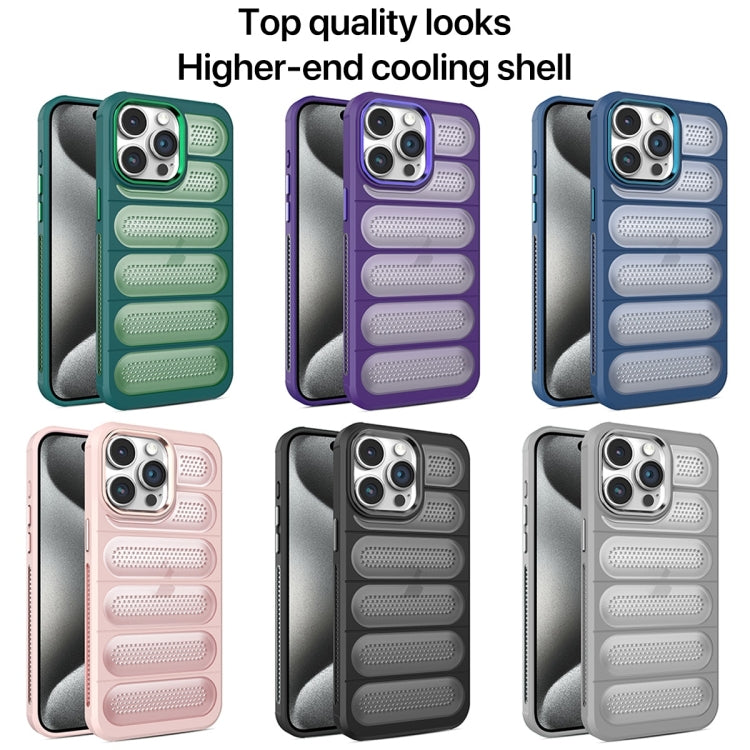 For iPhone 15 Cooling Armor Translucent Mesh Breathable Phone Case(Purple) - iPhone 15 Cases by buy2fix | Online Shopping UK | buy2fix