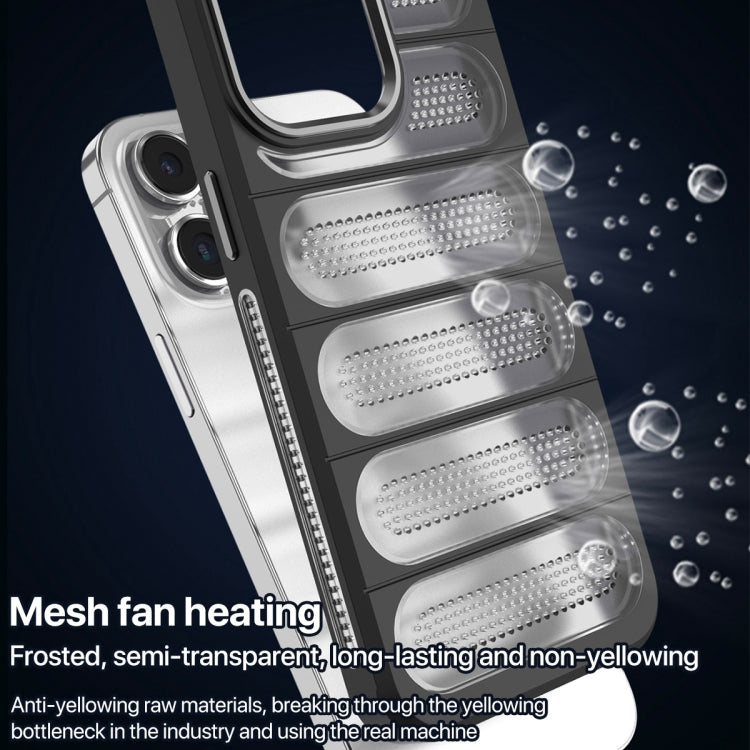 For iPhone 15 Cooling Armor Translucent Mesh Breathable Phone Case(Purple) - iPhone 15 Cases by buy2fix | Online Shopping UK | buy2fix