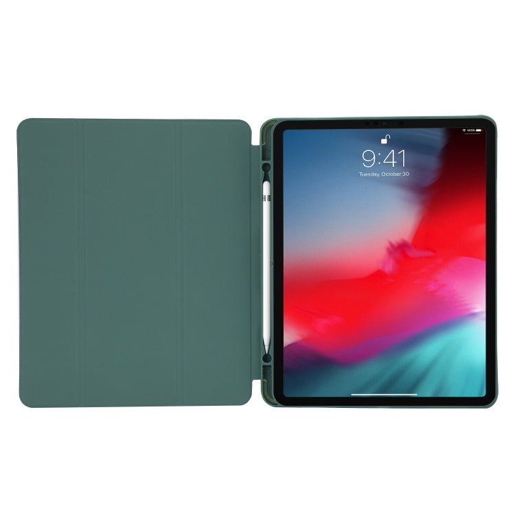 For iPad Air 11 2024 Skin Feel Tri-fold Leather Tablet Case with Pen Slot(Dark Blue) - iPad Air 11 2024 Cases by buy2fix | Online Shopping UK | buy2fix