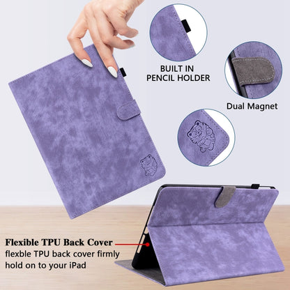 For iPad Pro 11 2024 Embossed Tiger Pattern Leather Tablet Case(Purple) - iPad Pro 11 2024 Cases by buy2fix | Online Shopping UK | buy2fix