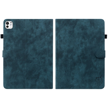 For iPad Pro 11 2024 Embossed Tiger Pattern Leather Tablet Case(Dark Blue) - iPad Pro 11 2024 Cases by buy2fix | Online Shopping UK | buy2fix