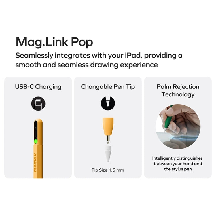 MOMAX TP10 Mag Link Pop Rainbow Touch Pen Capacitive Pen(Grey) - Stylus Pen by MOMAX | Online Shopping UK | buy2fix