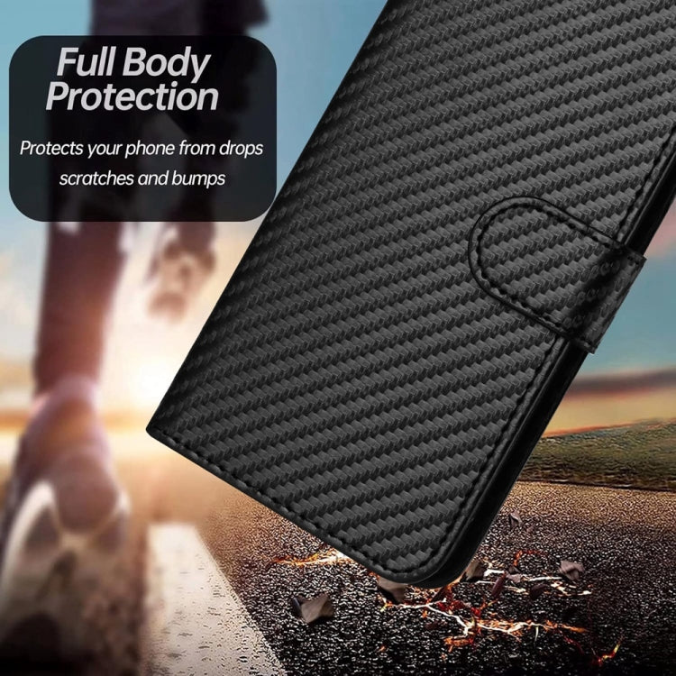 For iPhone 16 Pro Max YX0070 Carbon Fiber Buckle Leather Phone Case with Lanyard(Black) - iPhone 16 Pro Max Cases by buy2fix | Online Shopping UK | buy2fix