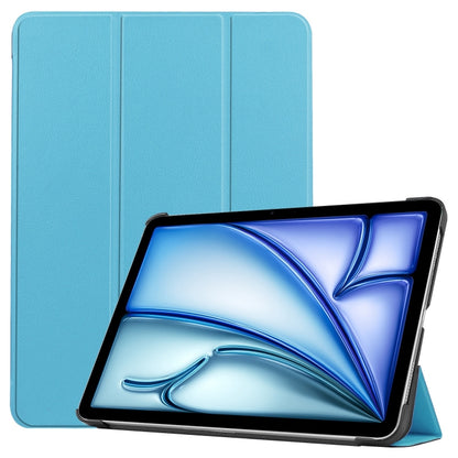 For iPad Air 11 2024 Custer Pure Color 3-Fold Holder Smart Leather Tablet Case(Sky Blue) - iPad Air 11 2024 Cases by buy2fix | Online Shopping UK | buy2fix