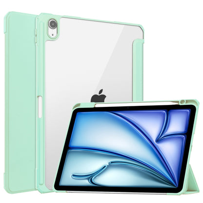 For iPad Air 11 2024 Pure Color 3-fold Clear TPU Smart Leather Tablet Case(Mint Green) - iPad Air 11 2024 Cases by buy2fix | Online Shopping UK | buy2fix