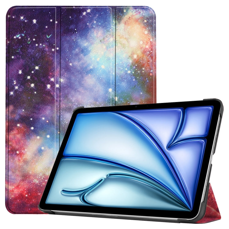 For iPad Air 11 2024 Custer Painted 3-Fold Holder Smart Leather Tablet Case(Milky Way Nebula) - iPad Air 11 2024 Cases by buy2fix | Online Shopping UK | buy2fix