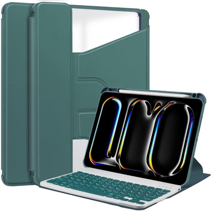 For iPad Pro 11 2024 Transparent Rotation Smart Leather Tablet Case with Keyboard(Dark Green) - iPad Pro 11 2024 Cases by buy2fix | Online Shopping UK | buy2fix