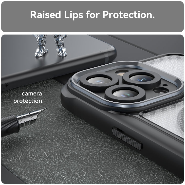 For iPhone 12 Pro Max Carbon Fiber Texture MagSafe Translucent Phone Case(Black) - iPhone 12 Pro Max Cases by buy2fix | Online Shopping UK | buy2fix