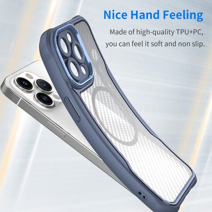 For iPhone 11 Pro Carbon Fiber Texture MagSafe Translucent Phone Case(Blue) - iPhone 11 Pro Cases by buy2fix | Online Shopping UK | buy2fix