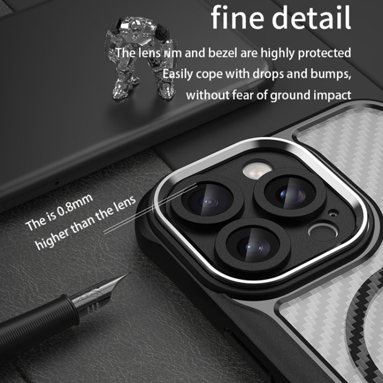 For iPhone 16 Pro Carbon Fiber Texture MagSafe Translucent Phone Case(Black) - iPhone 16 Pro Cases by buy2fix | Online Shopping UK | buy2fix