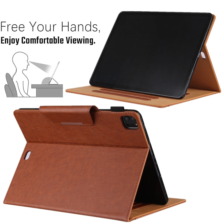 For iPad Pro 11 2024 Solid Color Metal Buckle Leather Smart Tablet Case(Brown) - iPad Pro 11 2024 Cases by buy2fix | Online Shopping UK | buy2fix