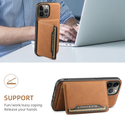 For iPhone 13 Pro Max Denior D13 Retro Texture Leather MagSafe Card Bag Phone Case(Brown) - iPhone 13 Pro Max Cases by Denior | Online Shopping UK | buy2fix