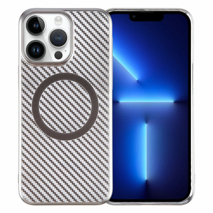 For iPhone 13 Pro 6D Plated Carbon Fiber Clear Magsafe PC Phone Case(Titanium Grey) - iPhone 13 Pro Cases by buy2fix | Online Shopping UK | buy2fix