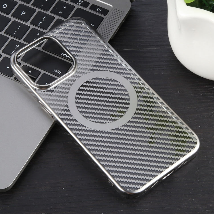 For iPhone 12 Pro 6D Plated Carbon Fiber Clear Magsafe PC Phone Case(Titanium Grey) - iPhone 12 / 12 Pro Cases by buy2fix | Online Shopping UK | buy2fix