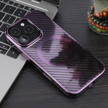 For iPhone 16 Pro Max 6D Plated Carbon Fiber Clear Magsafe PC Phone Case(Aurora Purple) - iPhone 16 Pro Max Cases by buy2fix | Online Shopping UK | buy2fix