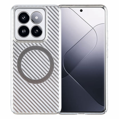 For Xiaomi 14 Pro 6D Plated Carbon Fiber Clear Magsafe PC Phone Case(Starlight Silver) - 14 Pro Cases by buy2fix | Online Shopping UK | buy2fix