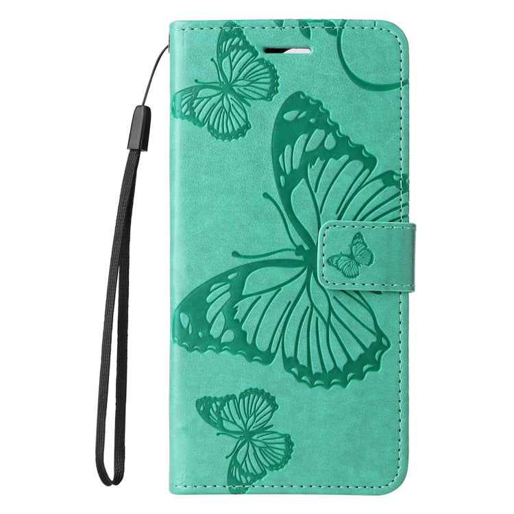 For iPhone 16 Pro 3D Butterfly Embossed Pattern Flip Leather Phone Case(Green) - iPhone 16 Pro Cases by buy2fix | Online Shopping UK | buy2fix