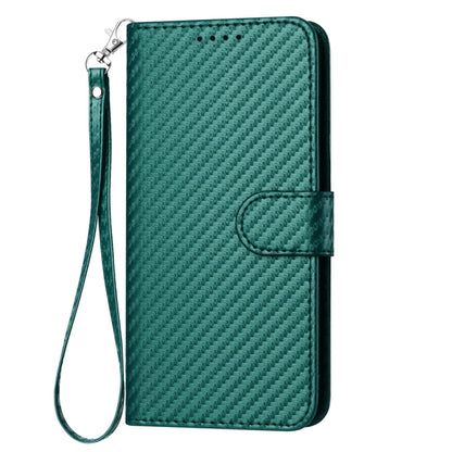 For OnePlus 11 YX0070 Carbon Fiber Buckle Leather Phone Case with Lanyard(Dark Green) - OnePlus Cases by buy2fix | Online Shopping UK | buy2fix