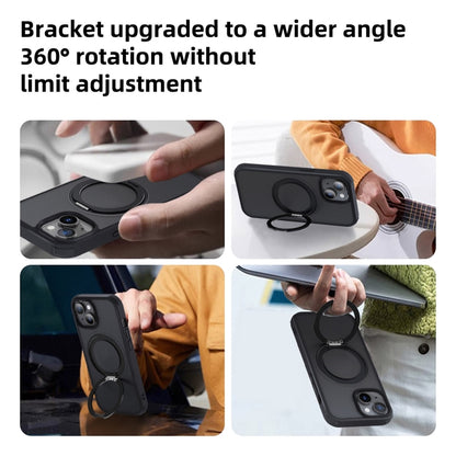 For iPhone 13 Pro MagSafe Holder PC Hybrid TPU Phone Case(Matte Black) - iPhone 13 Pro Cases by buy2fix | Online Shopping UK | buy2fix