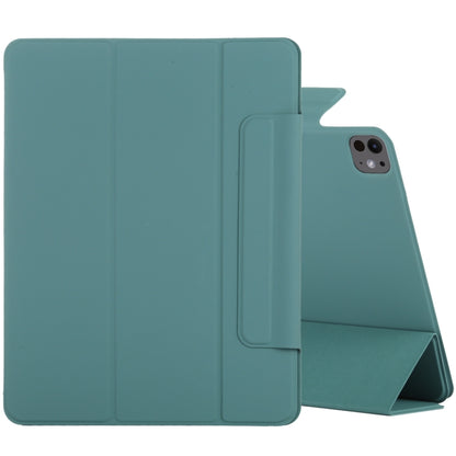 For iPad Pro 11 2024 Double-sided Clip Fixed Buckle Magnetic PU Leather Smart Tablet Case(Green) - iPad Pro 11 2024 Cases by buy2fix | Online Shopping UK | buy2fix