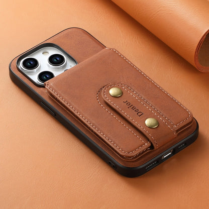 For iPhone 15 Pro Max Denior D14 NK Retro Pattern MagSafe Magnetic Card Holder Leather Phone Case(Brown) - iPhone 15 Pro Max Cases by Denior | Online Shopping UK | buy2fix