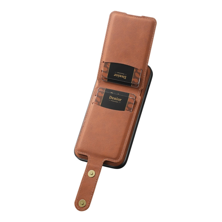 For iPhone 14 Pro Denior D14 NK Retro Pattern MagSafe Magnetic Card Holder Leather Phone Case(Brown) - iPhone 14 Pro Cases by Denior | Online Shopping UK | buy2fix