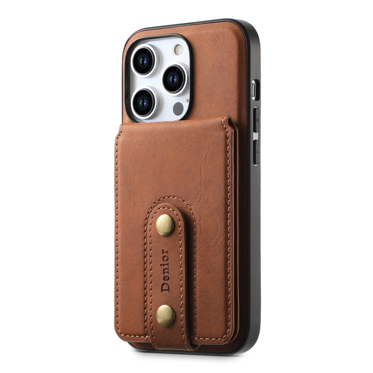 For iPhone 13 Pro Denior D14 NK Retro Pattern MagSafe Magnetic Card Holder Leather Phone Case(Brown) - iPhone 13 Pro Cases by Denior | Online Shopping UK | buy2fix