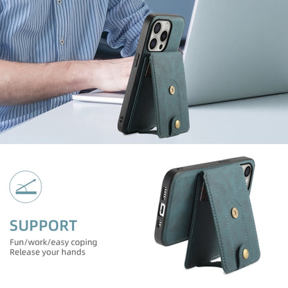 For iPhone 16 Pro Denior D14 NK Retro Pattern MagSafe Magnetic Card Holder Leather Phone Case(Blue) - iPhone 16 Pro Cases by Denior | Online Shopping UK | buy2fix