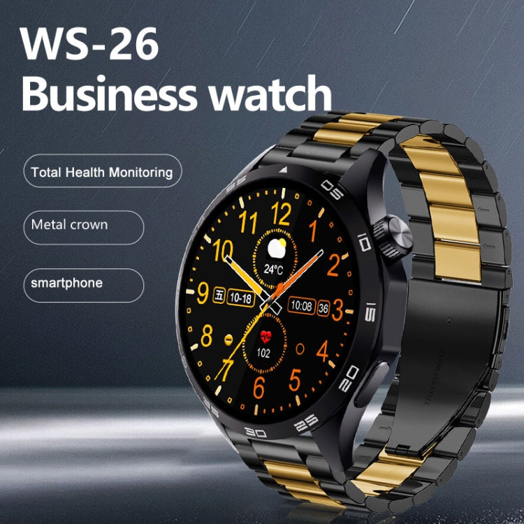 WS-26 1.52 inch IP67 Sport Smart Watch Support Bluetooth Call / Sleep / Blood Oxygen / Heart Rate / Blood Pressure Health Monitor, Steel Strap(Black) - Smart Watches by buy2fix | Online Shopping UK | buy2fix