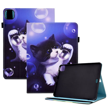 For iPad Pro 11 2024 Painted Elastic Band Smart Leather Tablet Case(Bubble Cat) - iPad Pro 11 2024 Cases by buy2fix | Online Shopping UK | buy2fix