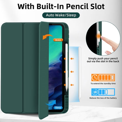 For iPad Pro 11 2024 3-fold TPU Smart Leather Tablet Case with Pen Slot(Dark Green) - iPad Pro 11 2024 Cases by buy2fix | Online Shopping UK | buy2fix